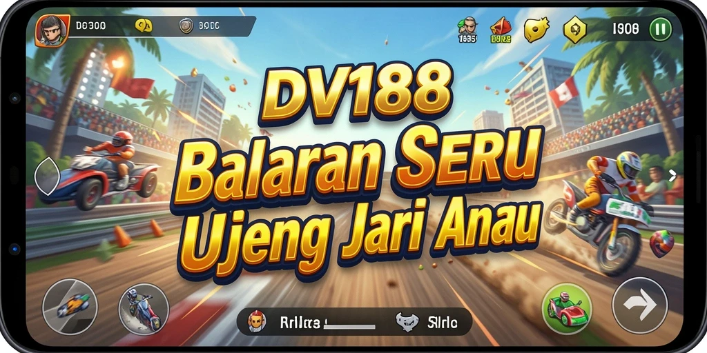 Screenshot permainan DV188 menunjukkan momen balapan yang penuh aksi.