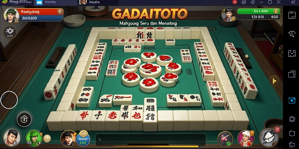 Tampilan gameplay GADAITOTO dengan ubin Mahjong menantang.