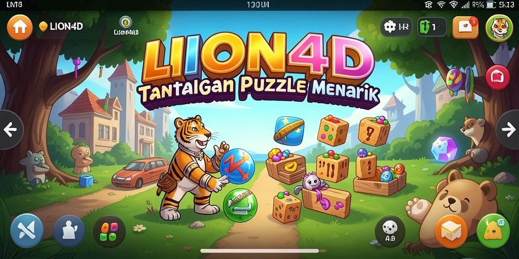 Tampilan gameplay <strong>LION4D</strong> dengan teka-teki menantang dan grafis menarik.