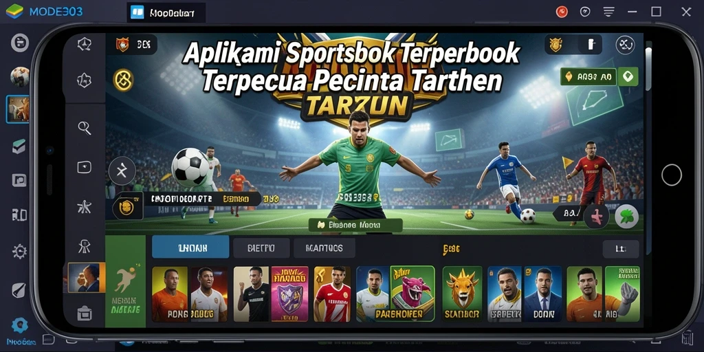 Tampilan gameplay menarik dari aplikasi MODE303 untuk taruhan olahraga.