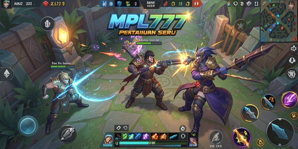 Screenshot gameplay MPL777 menampilkan pertarungan seru antara pahlawan MOBA.