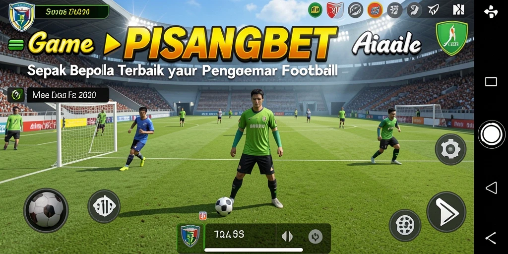 Screenshot utama PISANGBET menampilkan aksi seru di lapangan sepak bola.