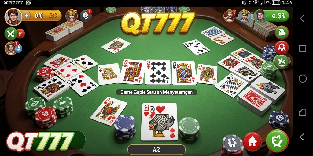 Tampilan antarmuka gameplay Gaple QT777 yang menarik.