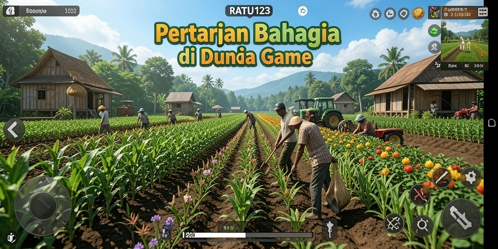 Tampilan gameplay RATU123 yang menarik dengan berbagai tanaman dan hewan.