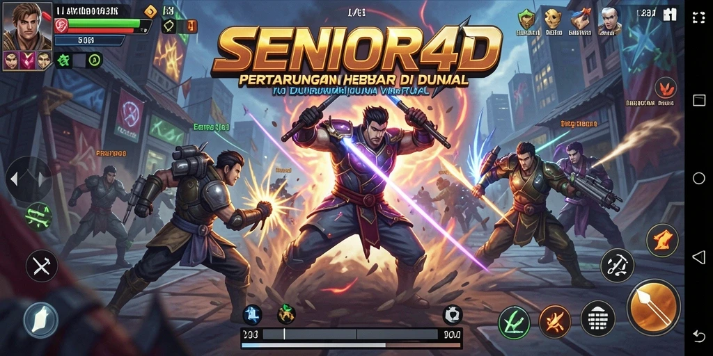 Tampilan gameplay pertarungan yang mendebarkan di SENIOR4D.
