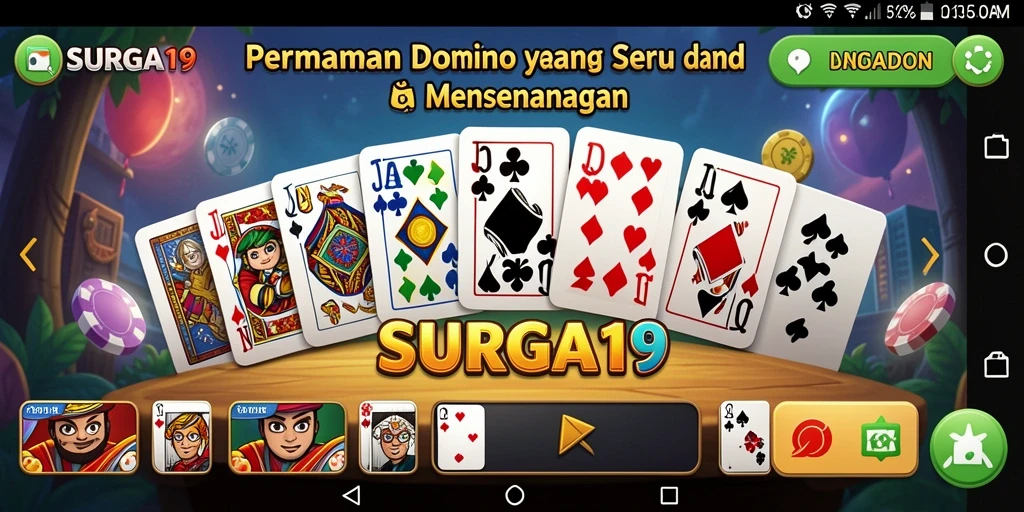 Screenshot dari gameplay seru di SURGA19 yang menunjukkan keseruan bermain domino.
