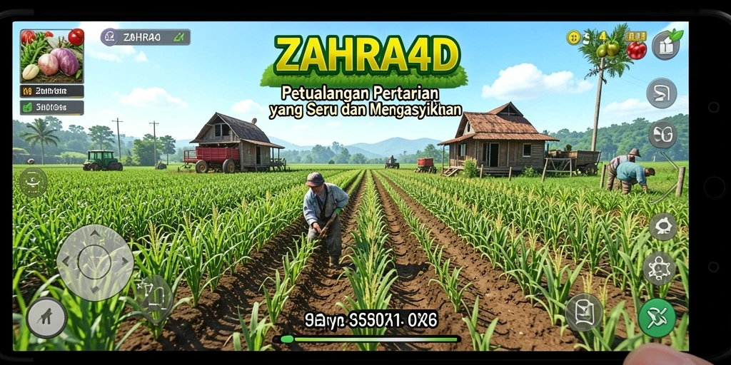 Gameplay ZAHRA4D menampilkan aktivitas bertani yang seru.