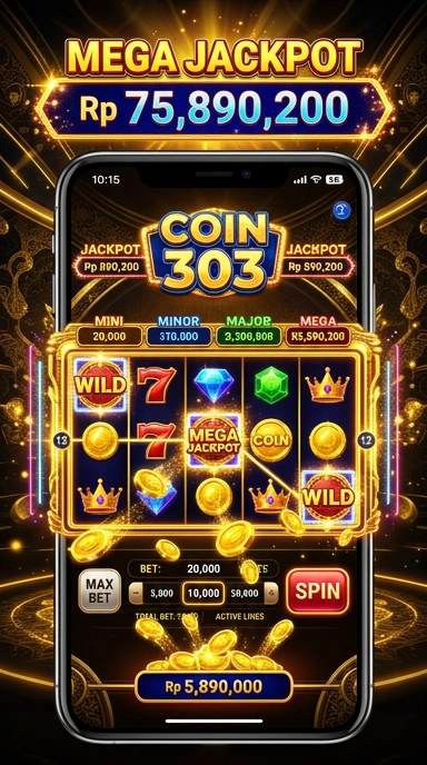 Coin303 menunjukkan halaman detail aplikasi dengan informasi lengkap.